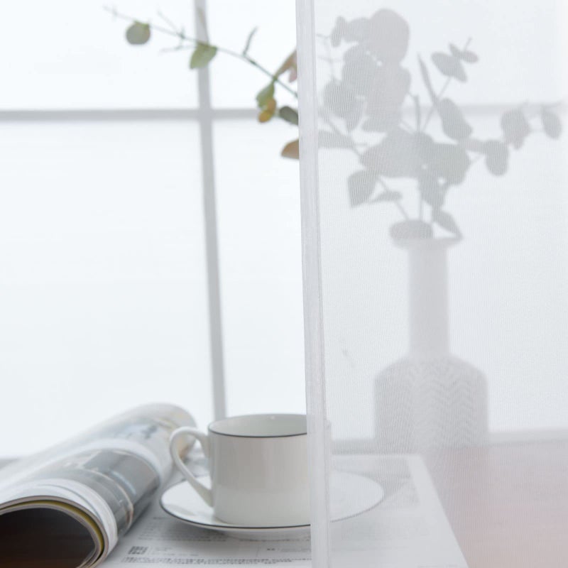 SpaceDresser Basic Rod Pocket Sheer Voile Window Curtain Panels White 1 Pair 2 Panels 52 Width 108 Inch Long for Kitchen Bedroom Children Living Room Yard?White?52Wx 108L? - Image 5